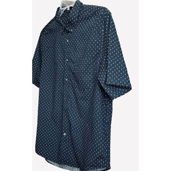GEORGE SHORT SLV BUTTON-UP CASUAL SHIRT, MENS-XL(46-48)CLASSIC FIT, NAVY & WHITE - Picture 3 of 11
